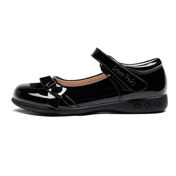Girls Mary Jane Buckle Strap  Flats - BLACK PAT - 2