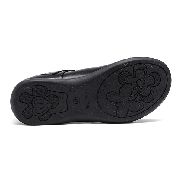 Girls Mary Jane Buckle Strap  Flats - BLACK PU - 3
