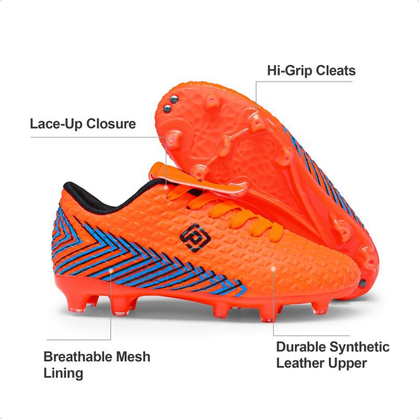 Boys And Girls Soccer Cleats - ORANGE BLACK - 4