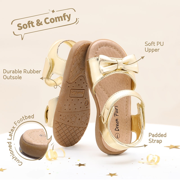 Toddler Girls' Summer Bow Sandals - GOLD - 2