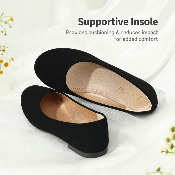 Girl's Slip on Ballerina Flats - BLACK NUBUCK - 4