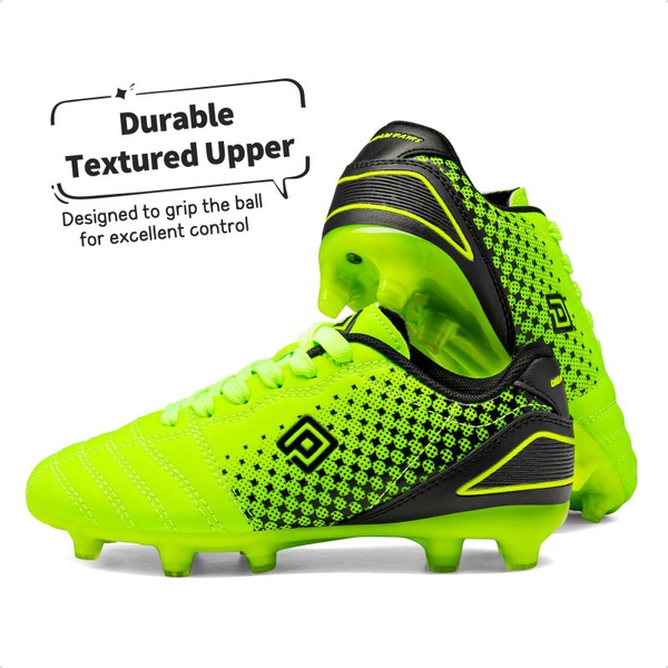 Boys & Girls Outdoor Football Soccer Cleats - NEON GREEN BLACK - 4