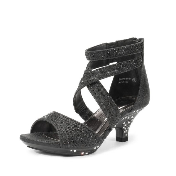 Girls Toddler Rhinestones Sandals - BLACK -  0