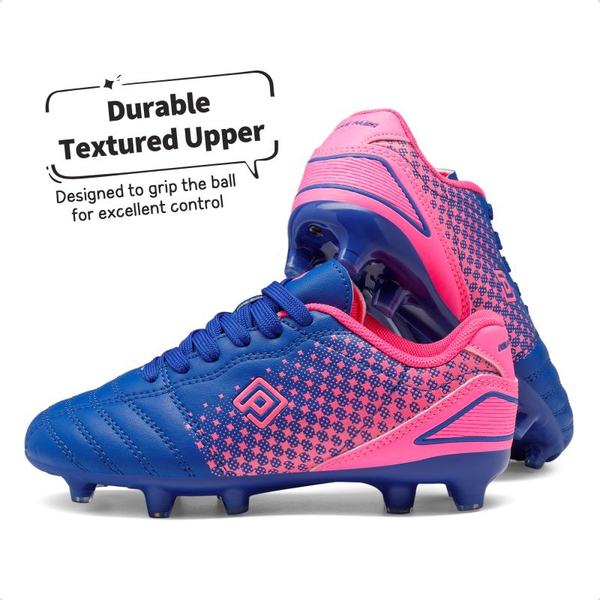 Boys & Girls Outdoor Football Soccer Cleats - ROYAL BLUE FUCHSIA - 4
