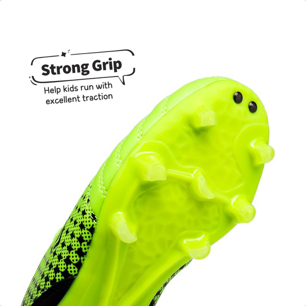 Boys & Girls Outdoor Football Soccer Cleats - NEON GREEN BLACK - 1