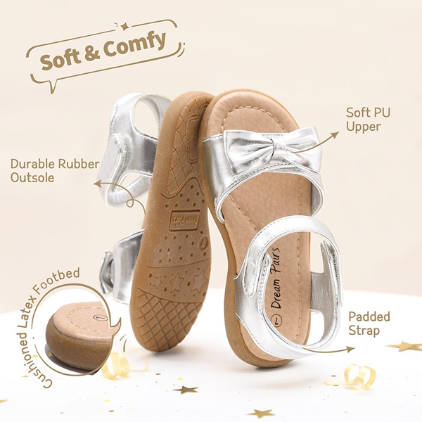 Toddler Girls' Summer Bow Sandals - SILVER - 2