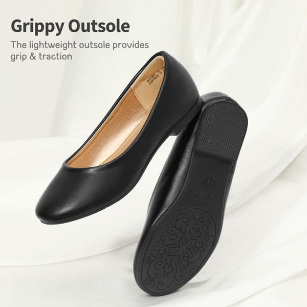 Girl's Slip on Ballerina Flats - BLACK PU - 2
