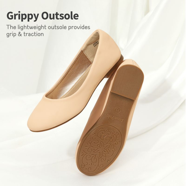 Girl's Slip on Ballerina Flats - NUDE NUBUCK - 2