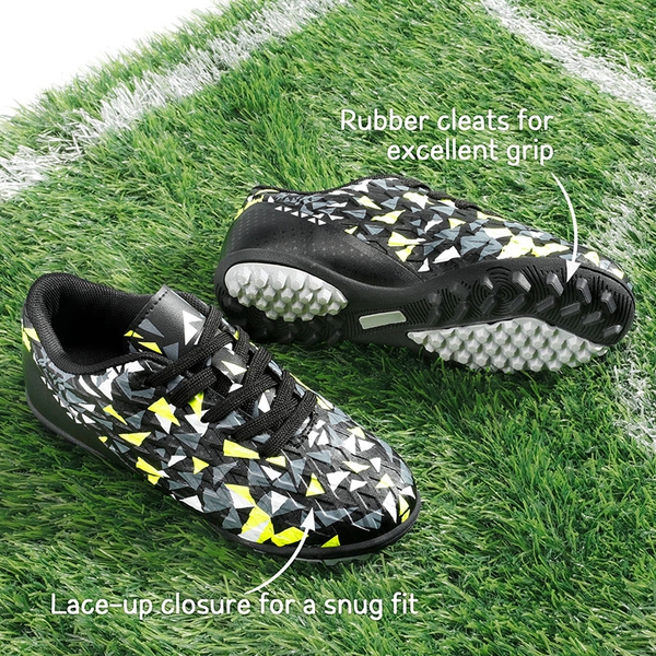 Boys & Girls Turf Soccer Cleats - BLACK NEON GREEN - 1
