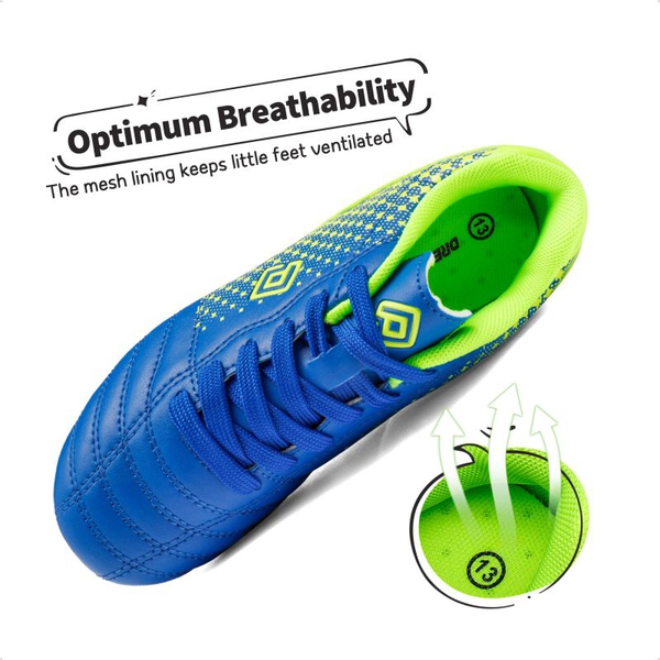 Boys & Girls Outdoor Football Soccer Cleats - ROYAL BLUE NEON GREEN - 2