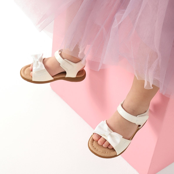 Toddler Girls' Summer Bow Sandals - WHITE - 1
