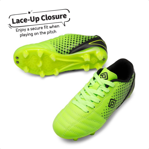 Boys & Girls Outdoor Football Soccer Cleats - NEON GREEN BLACK - 3