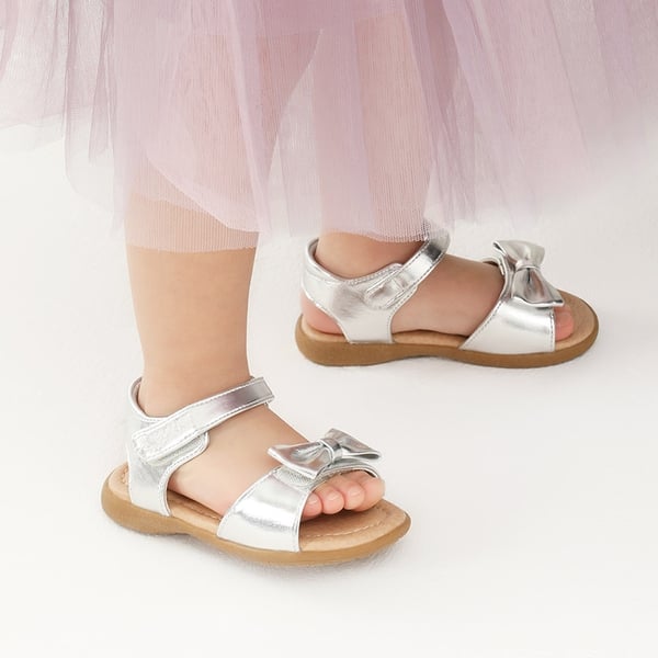 Toddler Girls' Summer Bow Sandals - SILVER - 1