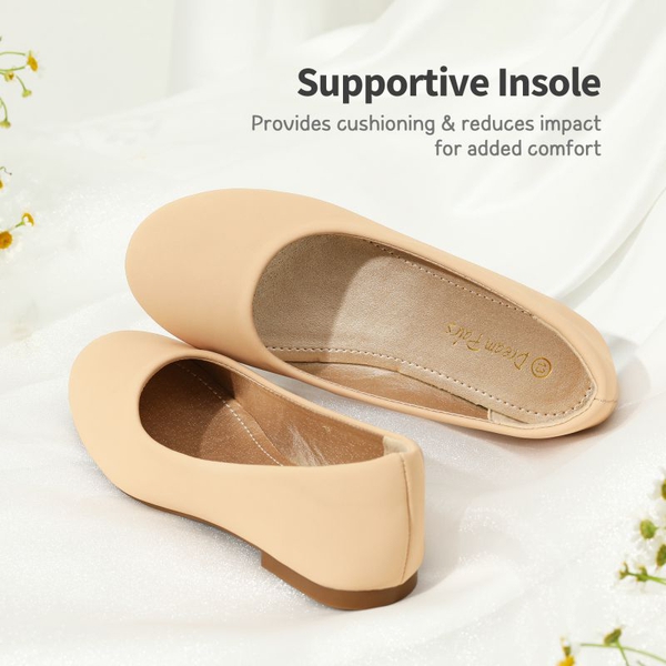 Girl's Slip on Ballerina Flats - NUDE NUBUCK - 4