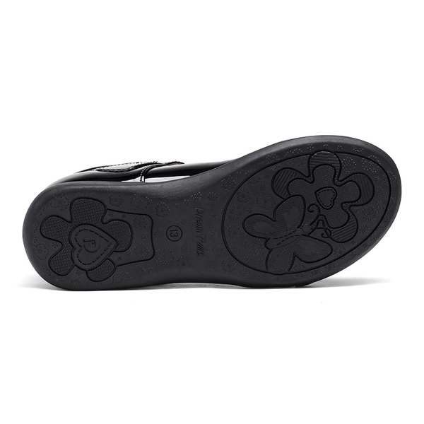 Girls Mary Jane Buckle Strap  Flats - BLACK PAT - 3