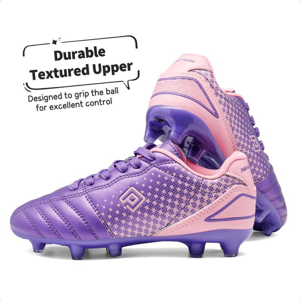 Boys & Girls Outdoor Football Soccer Cleats - LIGHT PURPLE PINK - 4