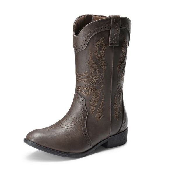 Kids Embroidery Western Cowboy Boots - BROWN -  0