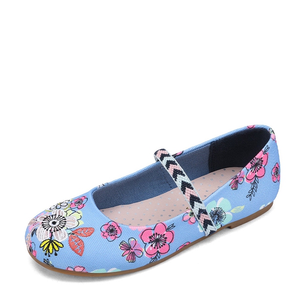 Girl's Elastic Strap Rhinestone Ballerina Flats - FLORAL -  0