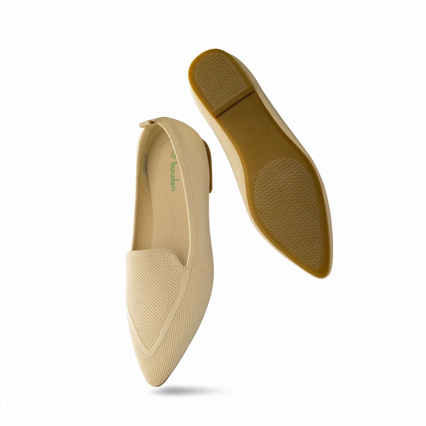 Flexible Pointed Toe Sustainable Loafers - NUDE - 5