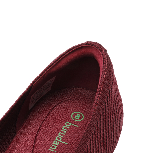 Elegant Pointed Toe Bow Knitted Flat Shoes - BURGUNDY - 5