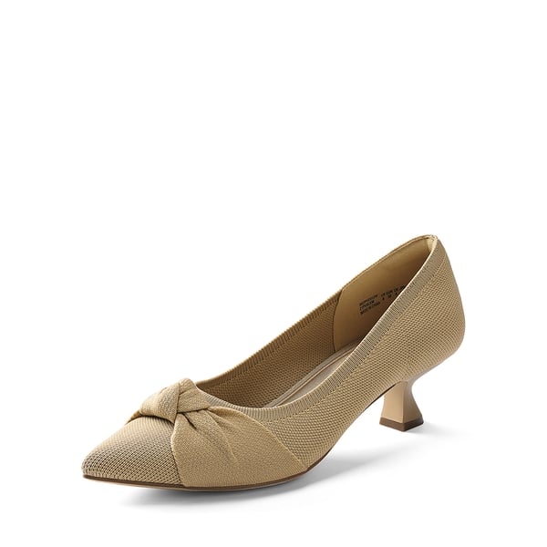 Comfortable Kitten Heels with Bow - BEIGE -  0
