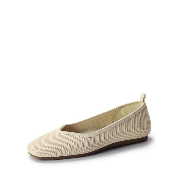 Water-Resistant Square-Toe Flats  - NUDE -  0
