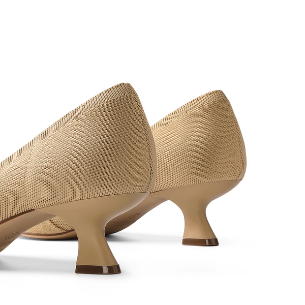 Comfortable Kitten Heels with Bow - BEIGE - 6