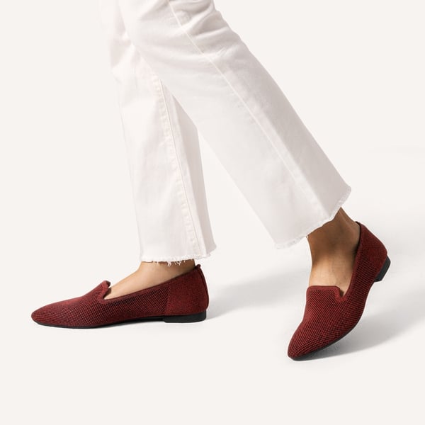 Slip-Resistant Slip-On Knit Loafers  - RED - 1