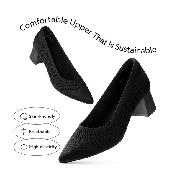  Sustainable Knit Block Heels - BLACK - 2