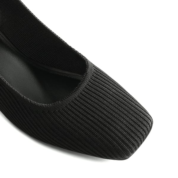 Minimalist Square-Toe Slingback Heels - BLACK - 3