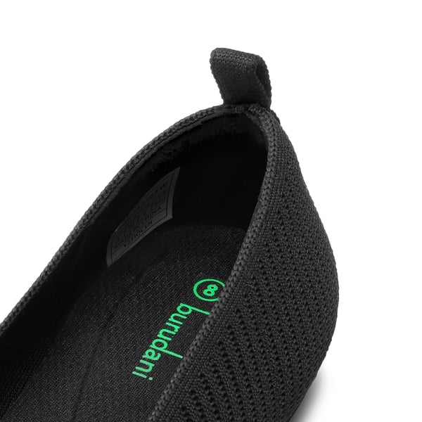 Women's Knitted Square Toe Flats  - BLACK - 5