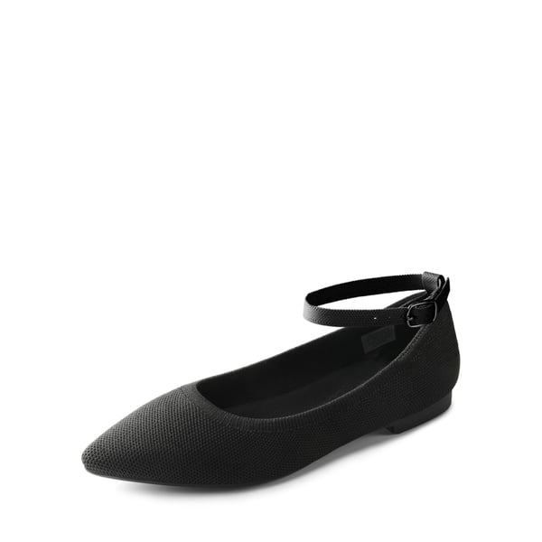Knitted Washable Flats With Straps  - BLACK -  0