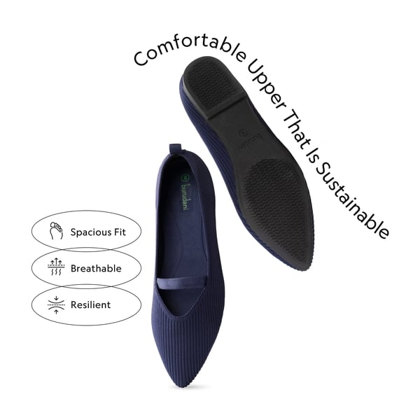Non-Slip Pointed Toe Breathable Flats  - NAVY - 2