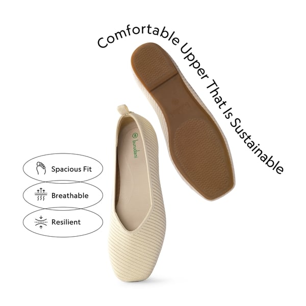 Women's Knitted Square Toe Flats  - APRICOT - 2