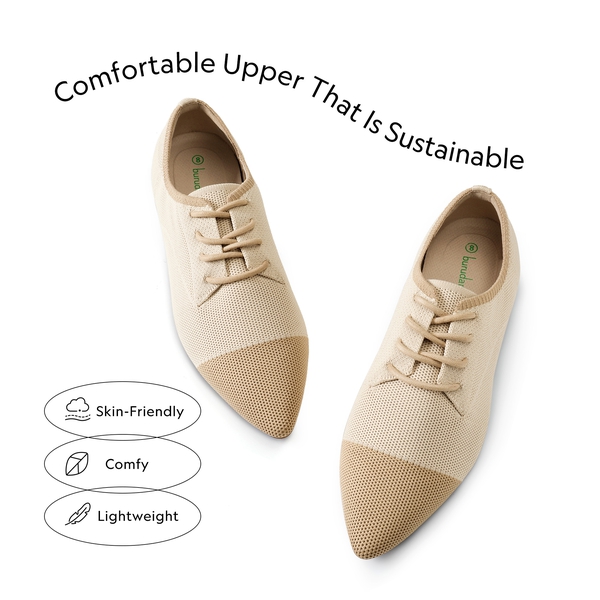 Contemporary Pointed Toe Knit Oxford Shoes - APRICOT-BEIGE - 3