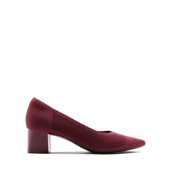  Sustainable Knit Block Heels - BURGUNDY - 6