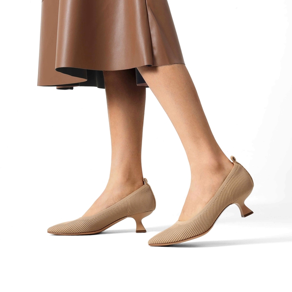 Comfortable Knitted Kitten Heels - BEIGE - 1