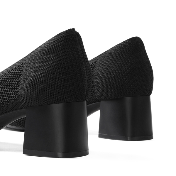  Sustainable Knit Block Heels - BLACK - 4