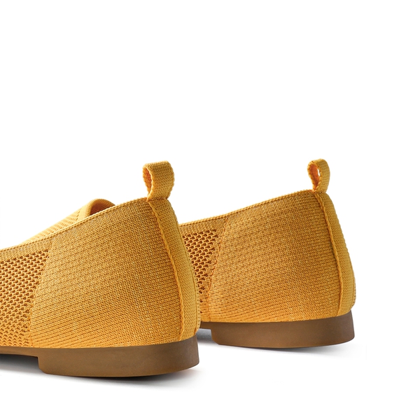 Pointed Toe Slip-On Knit Loafers  - YELLOW - 6