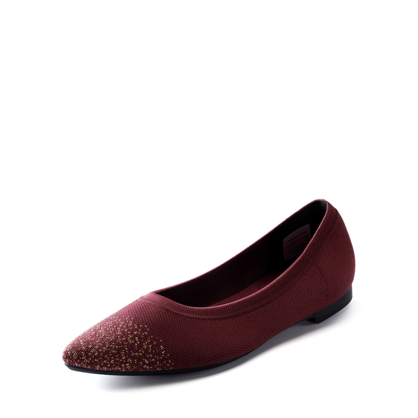  Lightweight Pointed Toe Sparkly Flats - BURGUNDY -  0