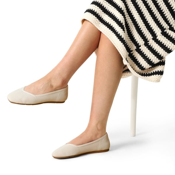 Water-Resistant Square-Toe Flats  - NUDE - 1