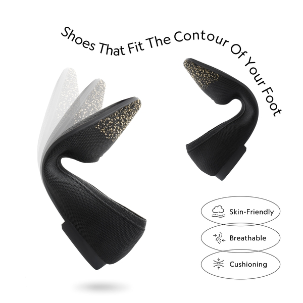  Lightweight Pointed Toe Sparkly Flats - BLACK - 3