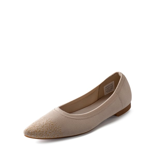  Lightweight Pointed Toe Sparkly Flats - NUDE -  0