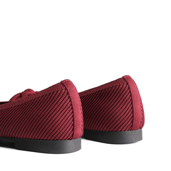 Elegant Pointed Toe Bow Knitted Flat Shoes - BURGUNDY - 6