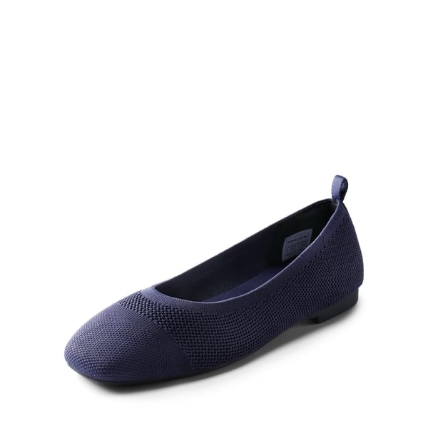  Square Toe Knit Sustainable Flats - NAVY -  0