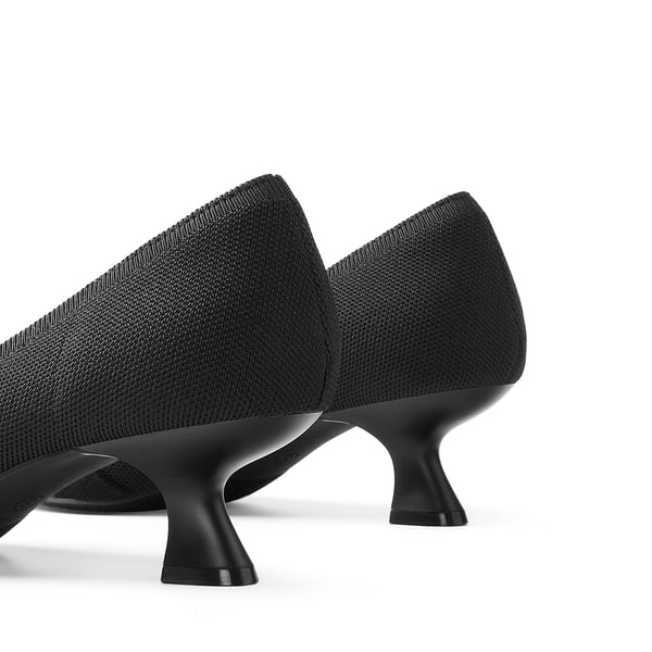 Comfortable Kitten Heels with Bow - BLACK - 6