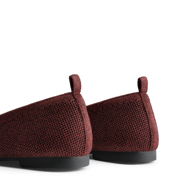  Square Toe Knit Sustainable Flats - RED - 6