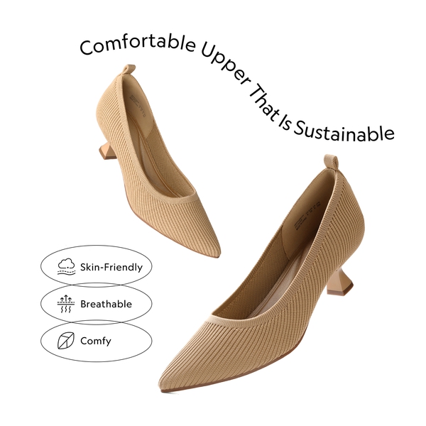 Comfortable Knitted Kitten Heels - BEIGE - 3