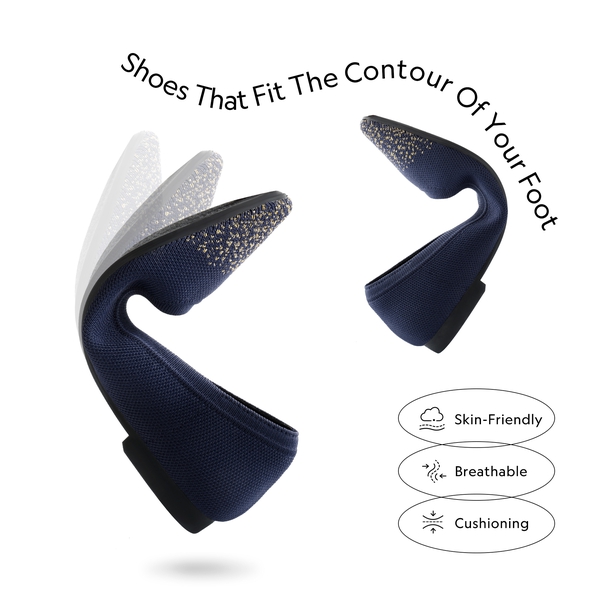  Lightweight Pointed Toe Sparkly Flats - NAVY - 3
