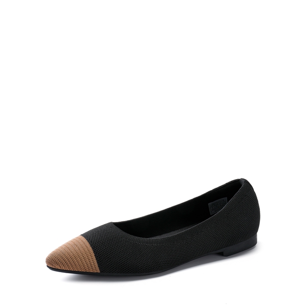 Elegant Knitted Cap Toe Flats - BLACK -  0